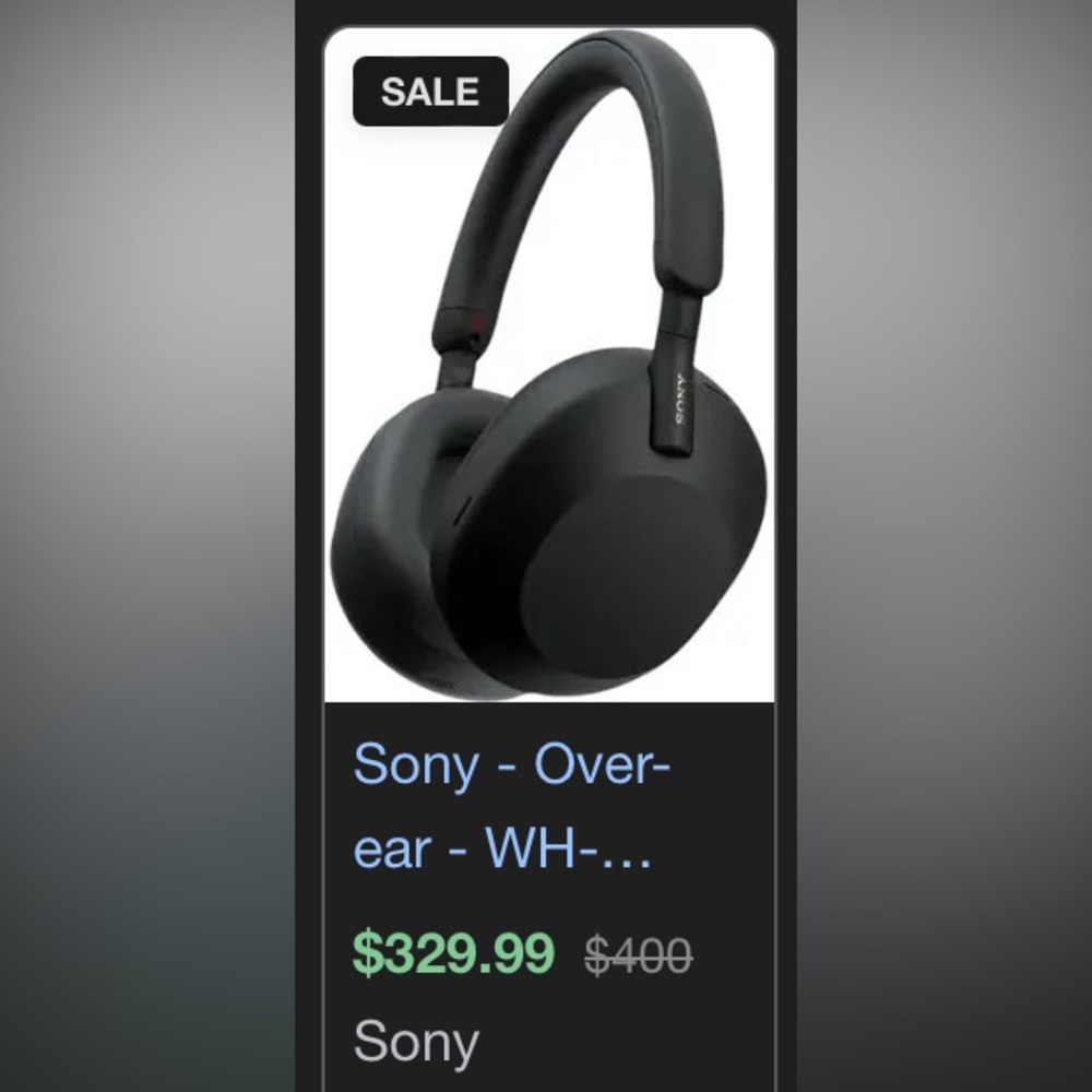 $325 Sony WH-1000xm5 over ear headphones
